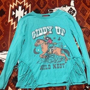 Rock&Roll Denim girls  'Giddy Up' Wild West Fringe Long-Sleeve Top